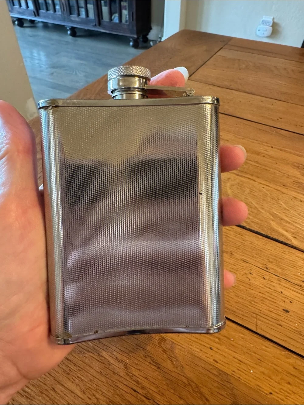 R Monogrammed Silver Metal Hip Flask -  Stainless Steel Pocket Flask